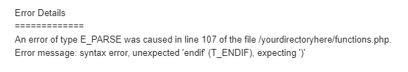 Error details that users get on the email.
