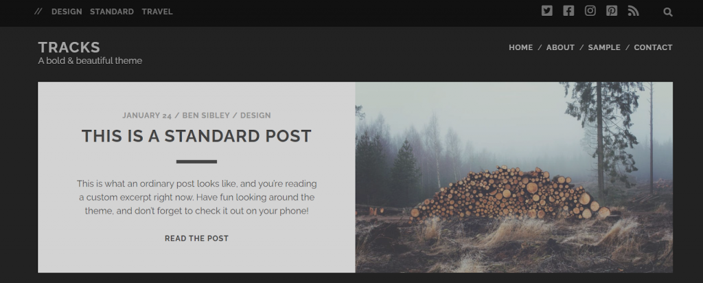 Tracks, a free podcast WordPress theme