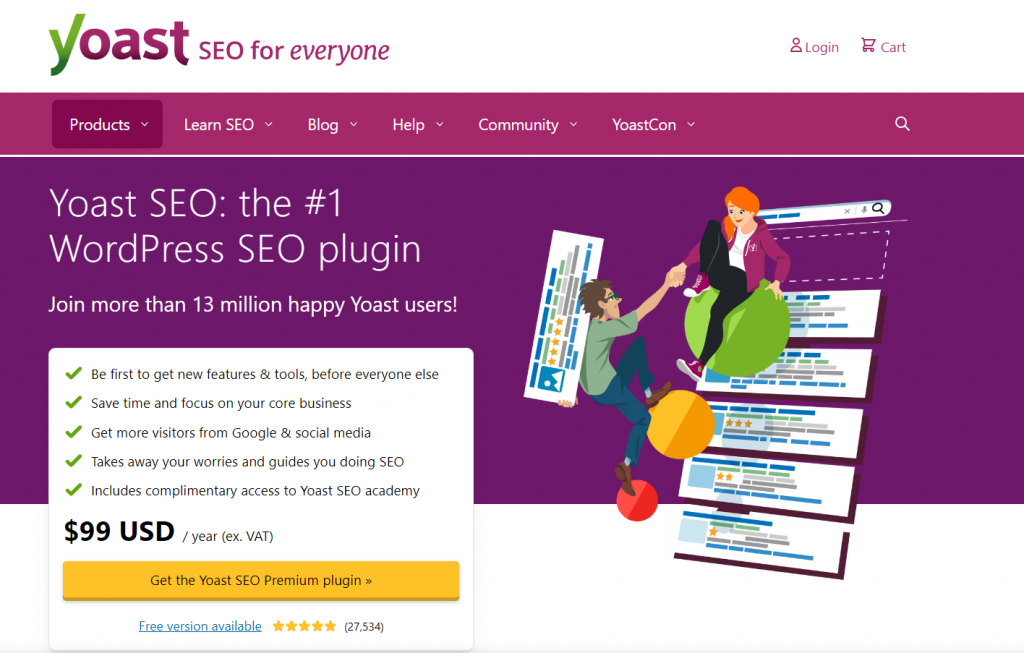 The homepage of Yoast SEO