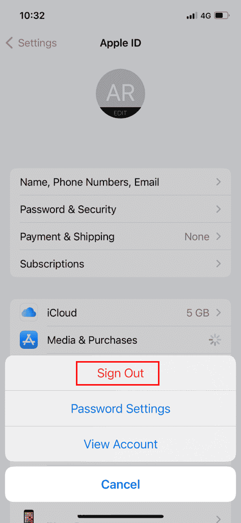 sign out apple id