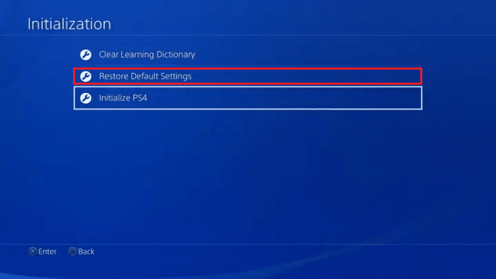 choose the Restore Default Settings option