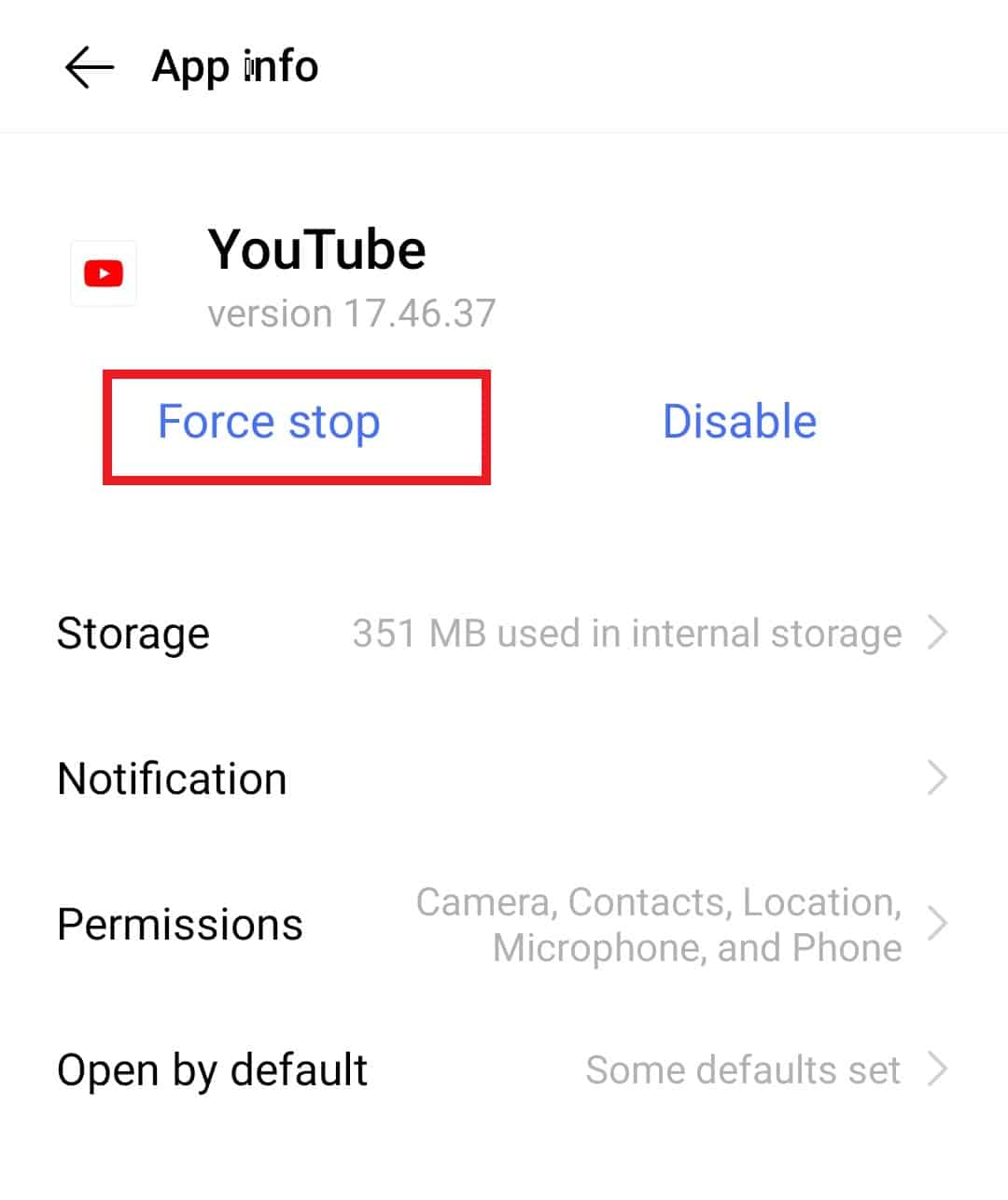  Tap on Force stop