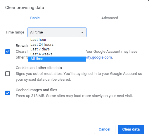 Clear Browsing Data