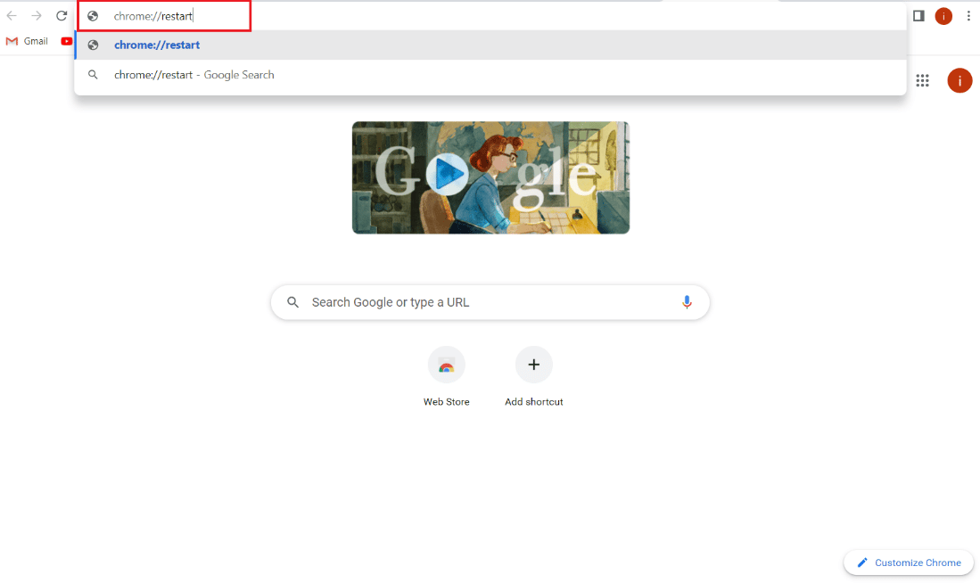 Type chrome restart in the address bar | Chrome print preview stuck not loading=