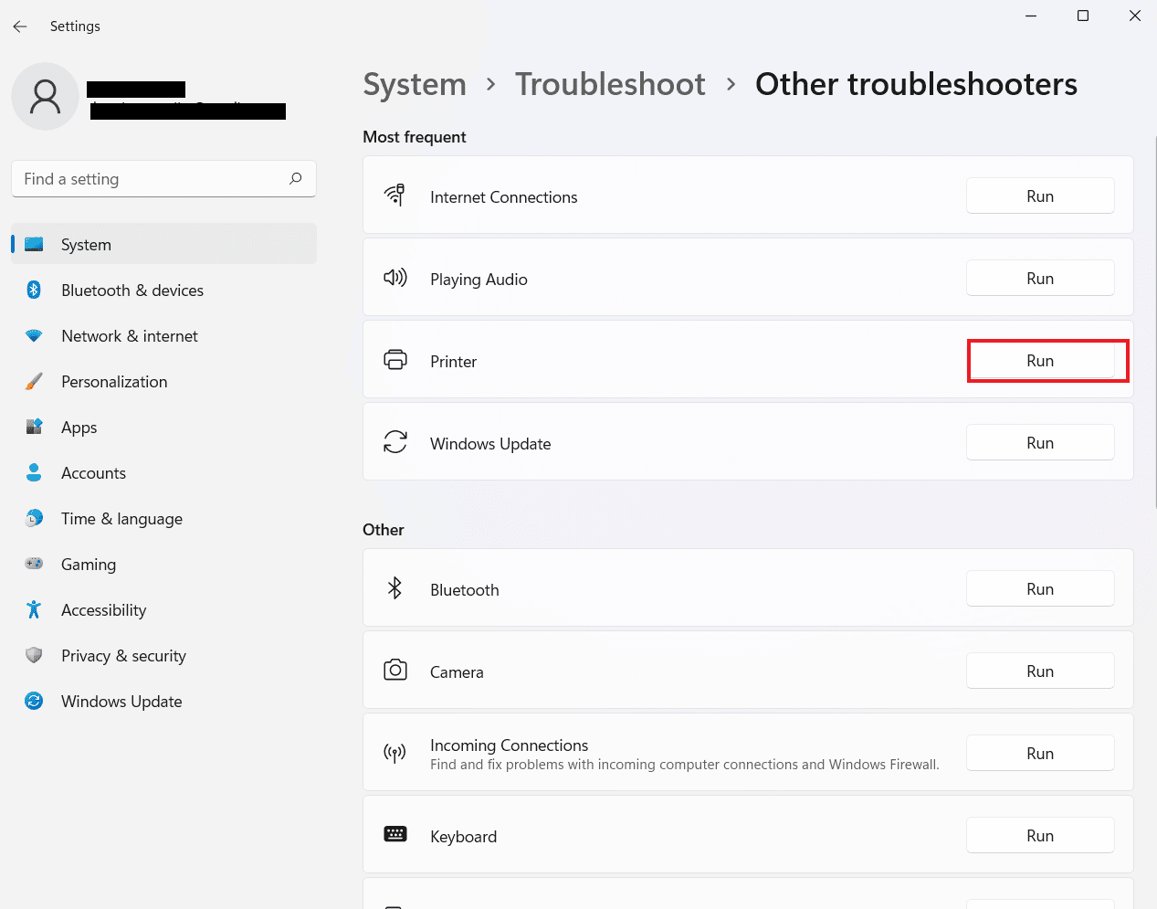 Click on Run | Can't print from Chrome