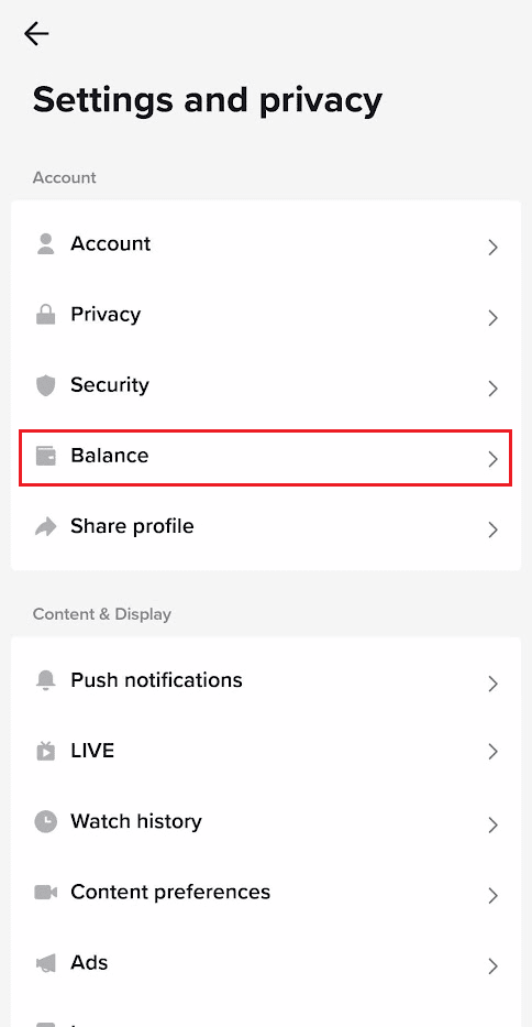Tap on Balance