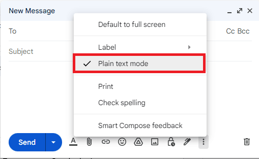 uncheck the Plain text mode option