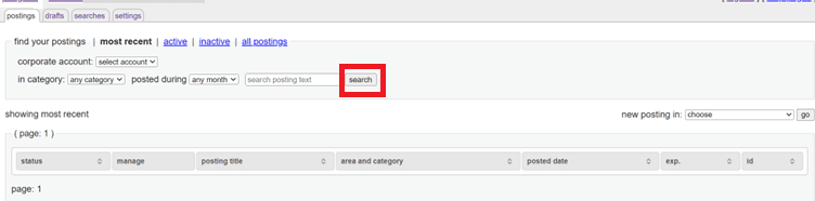 Search for the required posting using the search option