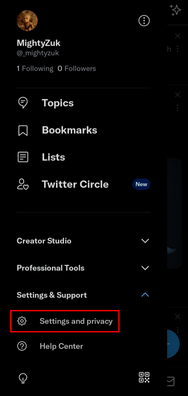 Under Settings and Support tap on Settings and privacy.