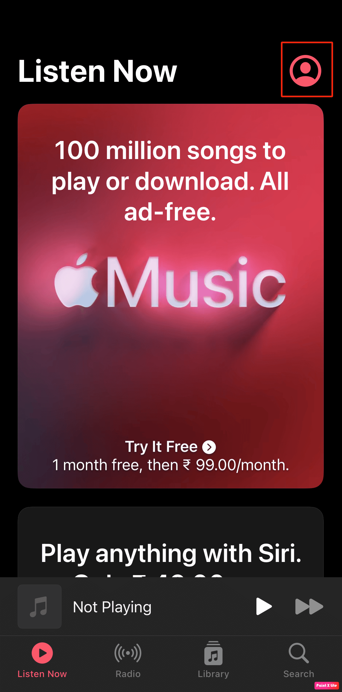 tap on profile icon
