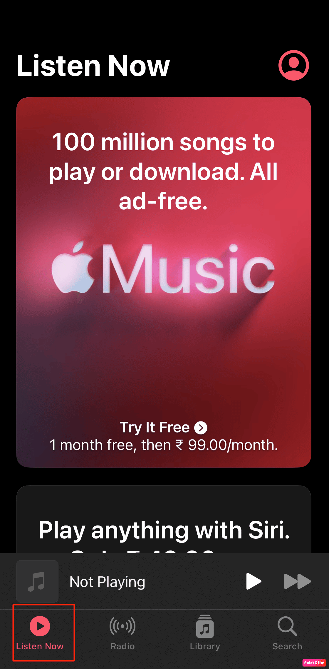 tap on listen now