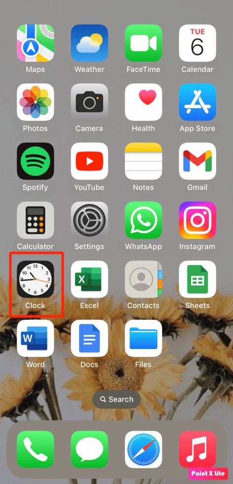go to clock app