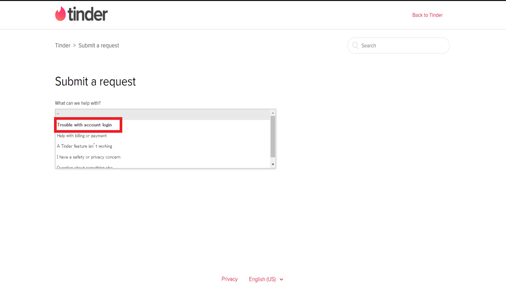 choose request option | 