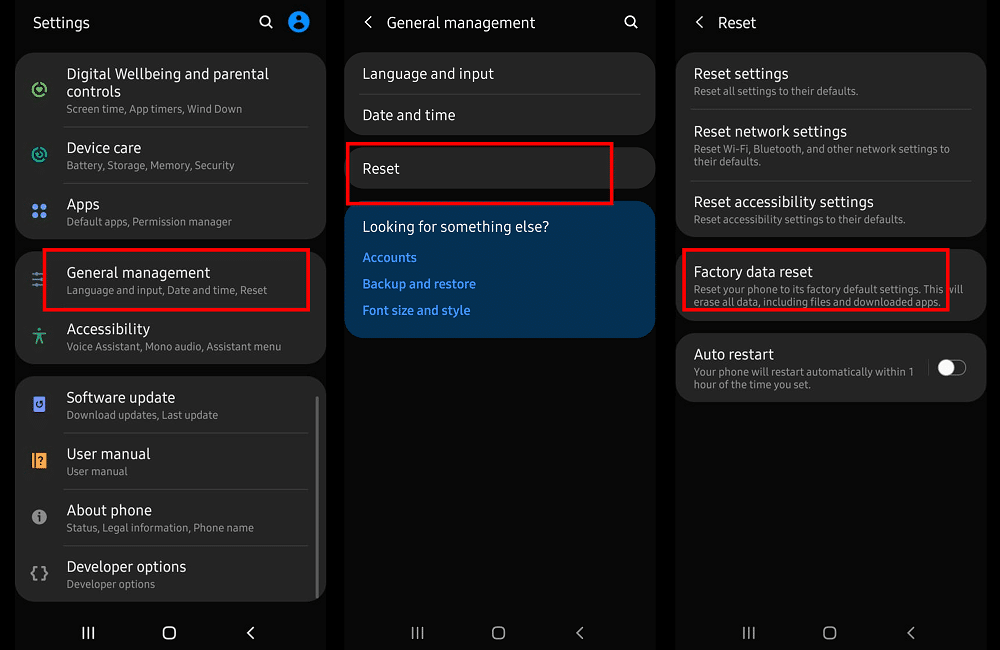 Select “Factory data reset” | 
