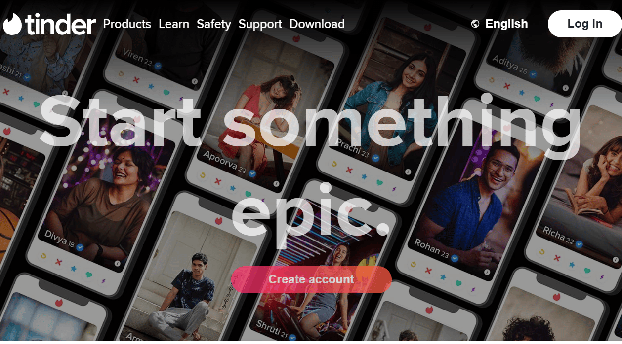 Go to the Tinder home page.