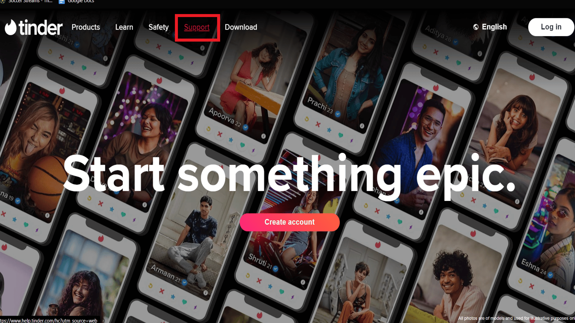 Click on the Support menu. | Tinder banned me for no reason