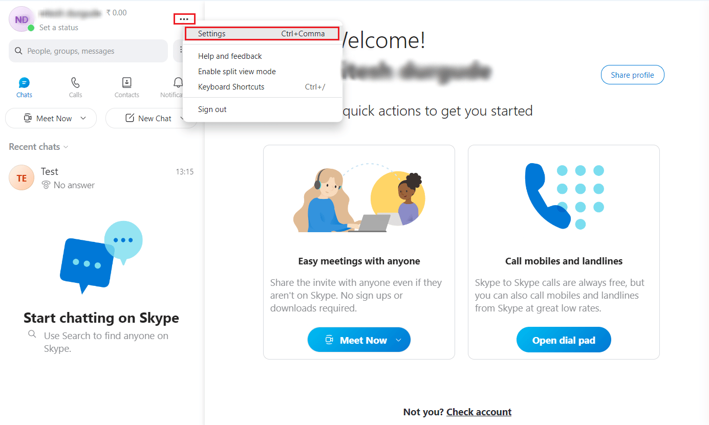 Click on the three-dotted icon - Settings option from the top left corner | 