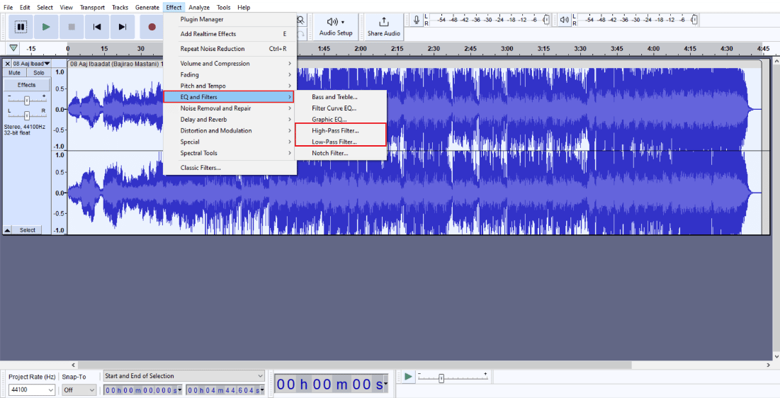 go to EQ and filters
