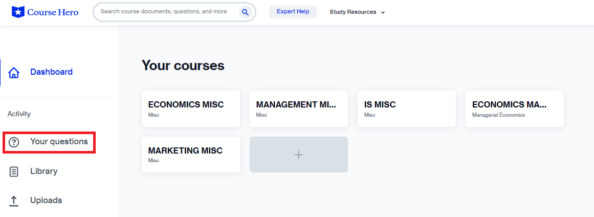 On the Dashboard page, you will find My Questions tab, click on it. 
