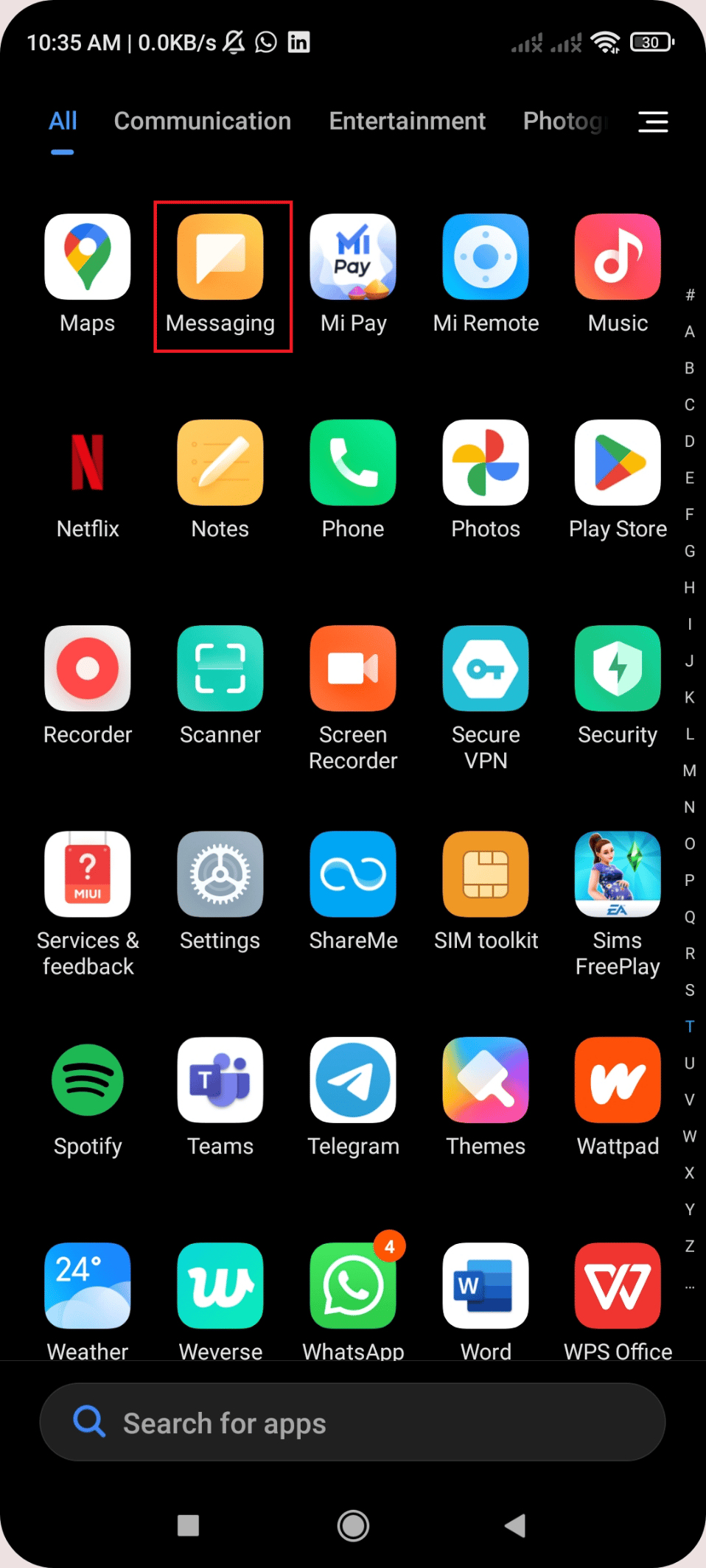 Messaging app on Andriod phone 