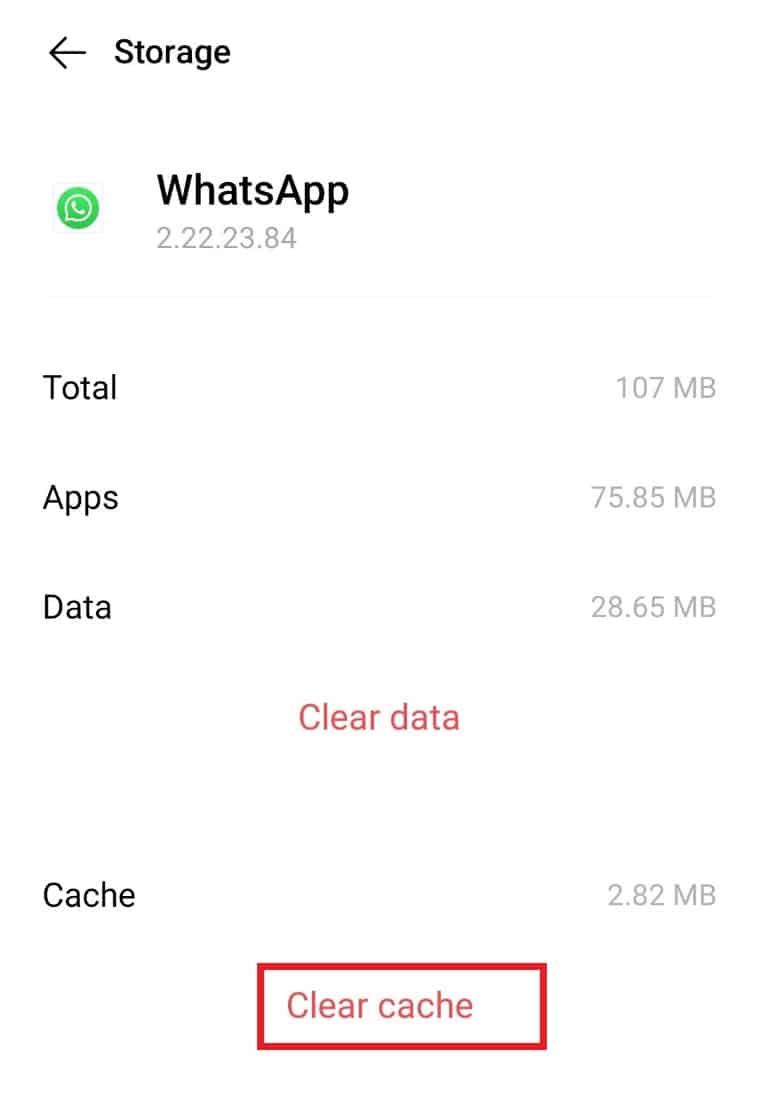 Tap on Clear cache