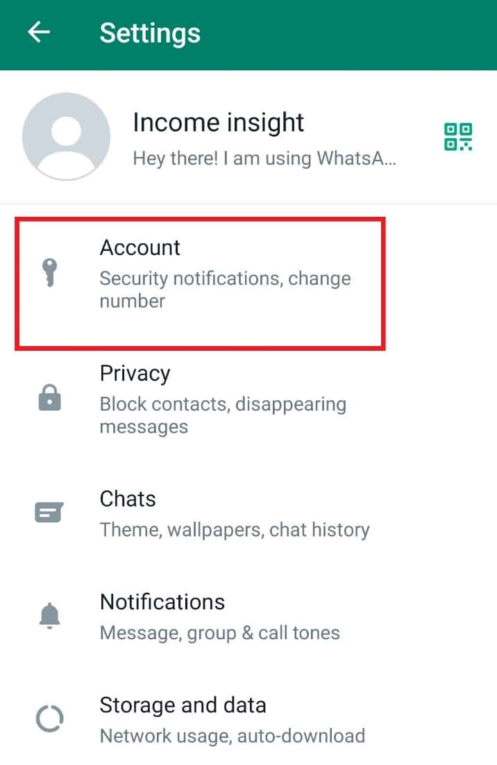 Tap on Account