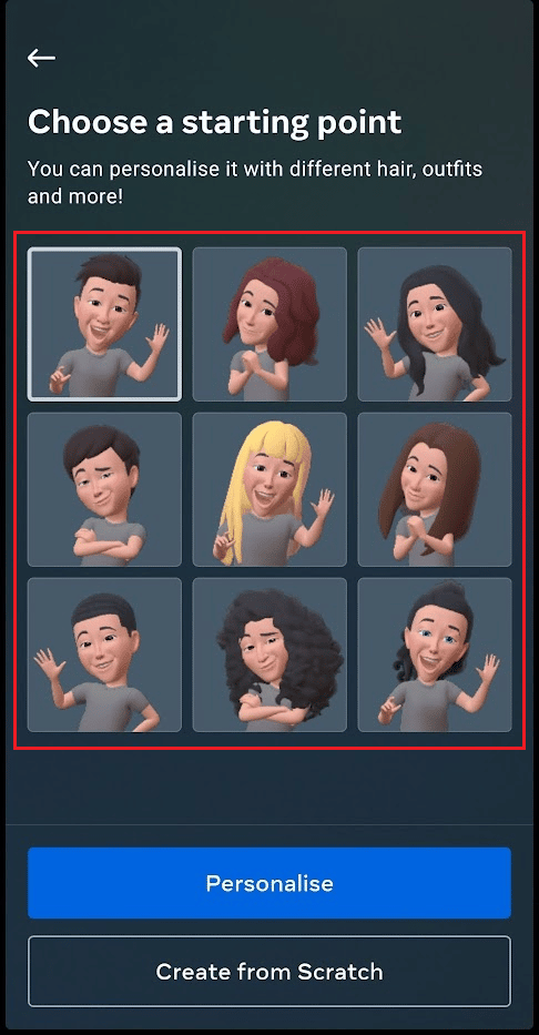 several customization options that will make it look like the female avatar