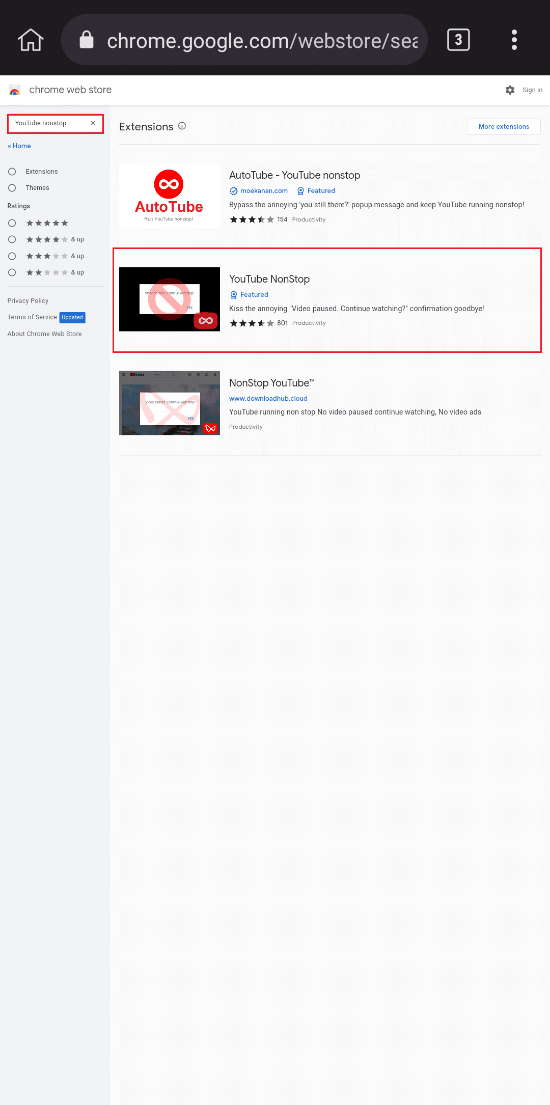 search youtube nonstop 