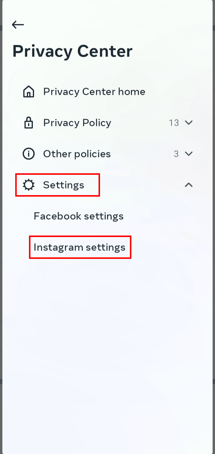Tap on Settings - Instagram settings
