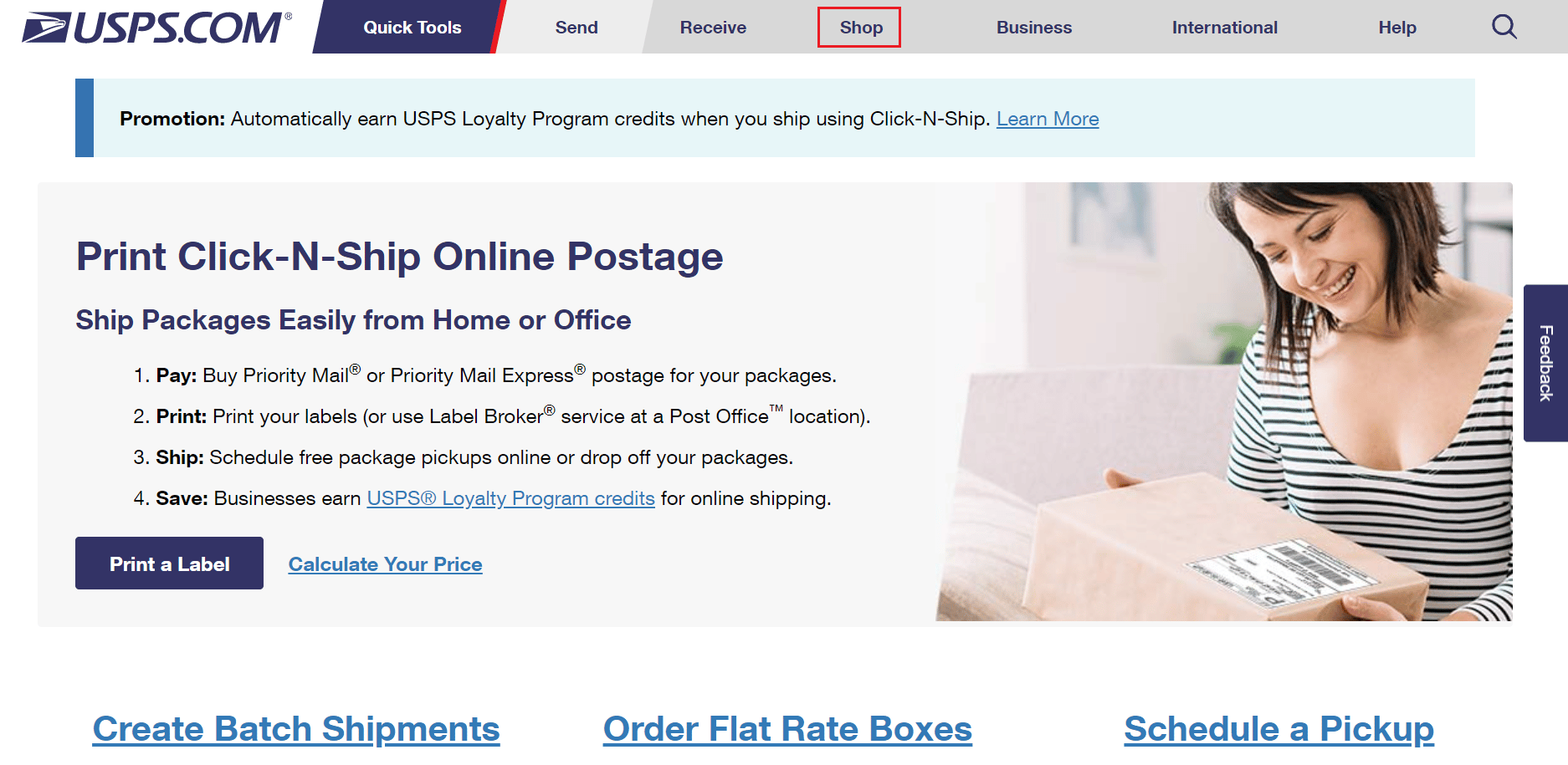 Click on the Shop tab from the top