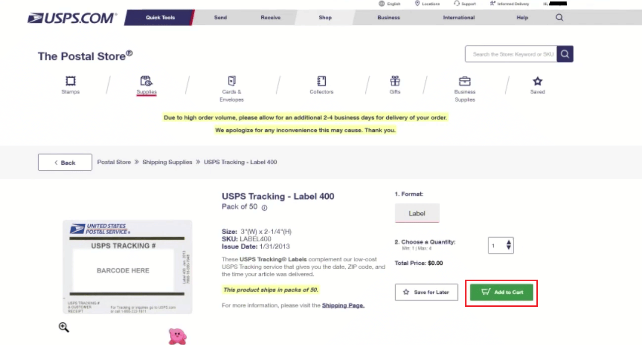 Click on Add to Cart to checkout and get the desired label to use it