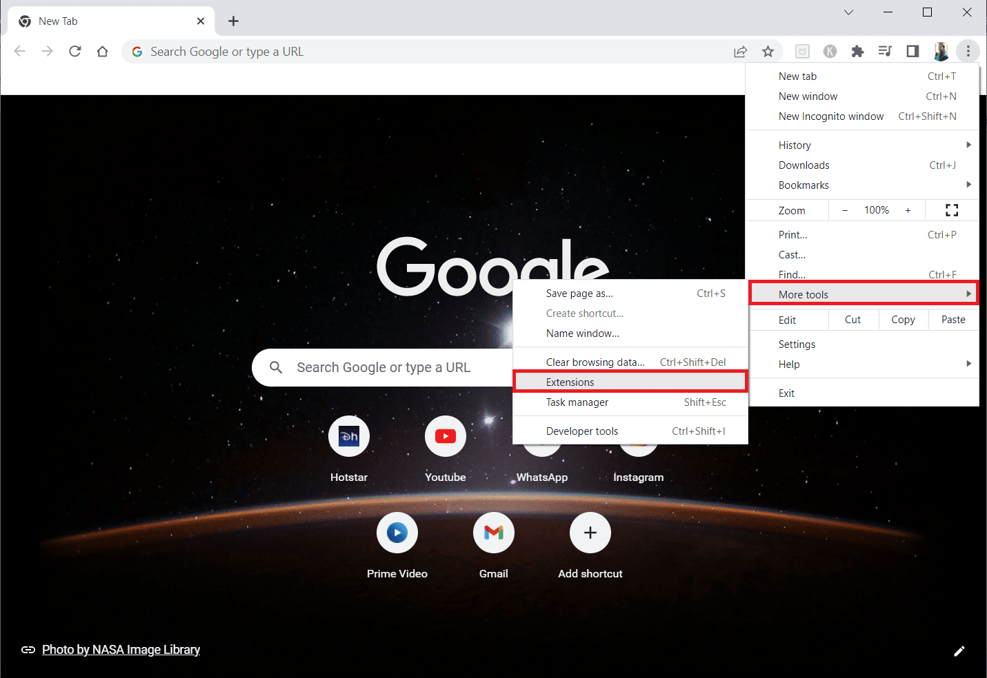 click on Extensions