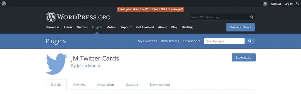 JM Twitter Cards WordPress plugin.