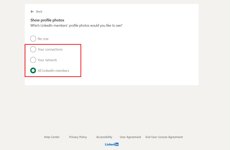 Select an option other than No one