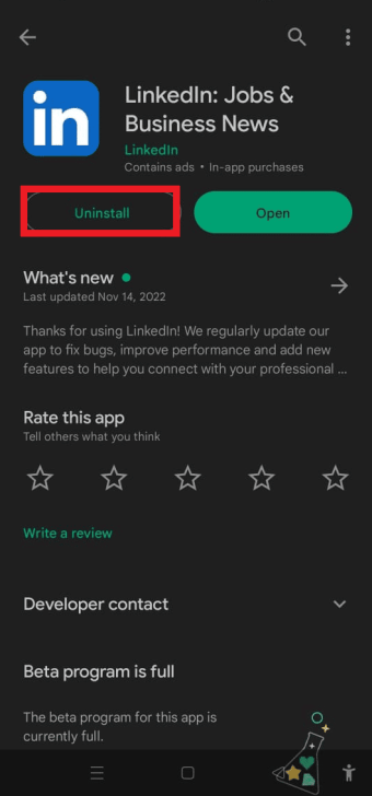 click on Uninstall