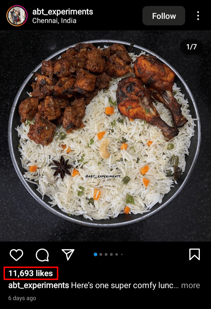 Tap on the like count and you will be able to see the number of users who liked that post.