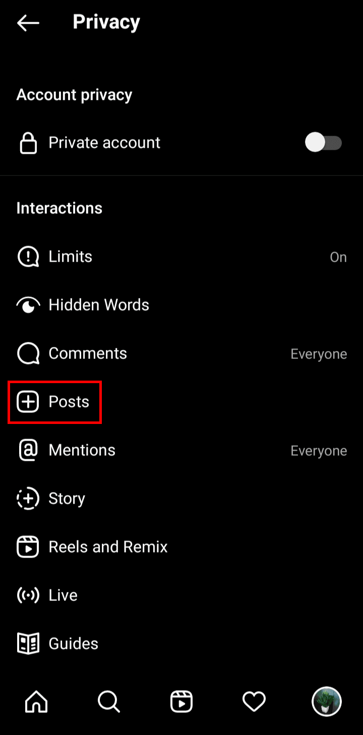Tap on Posts.