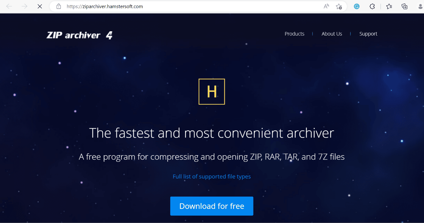 zip archiver web page