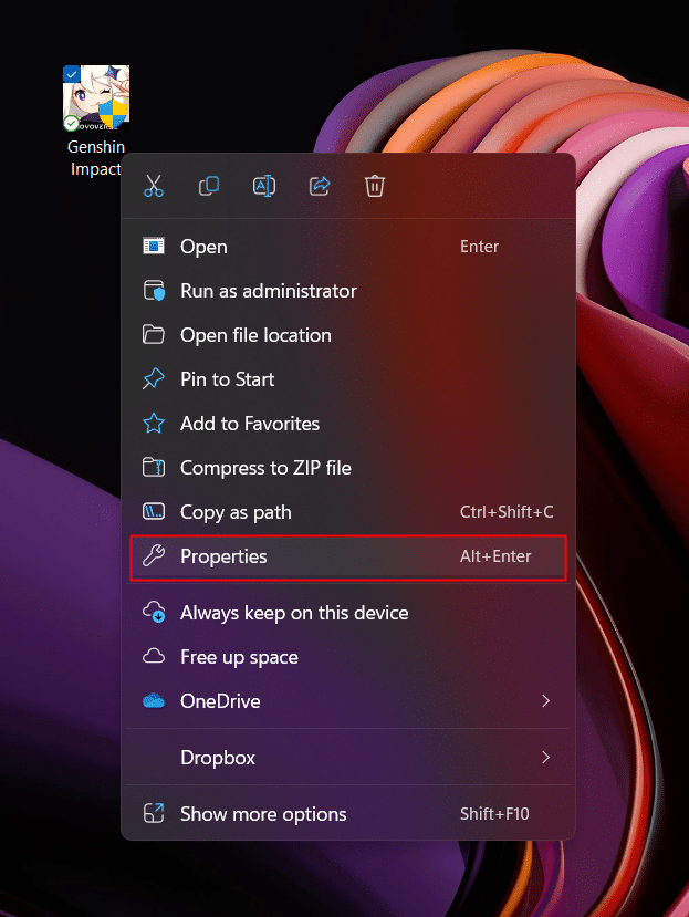 Right click on the launcher on desktop and click on Properties