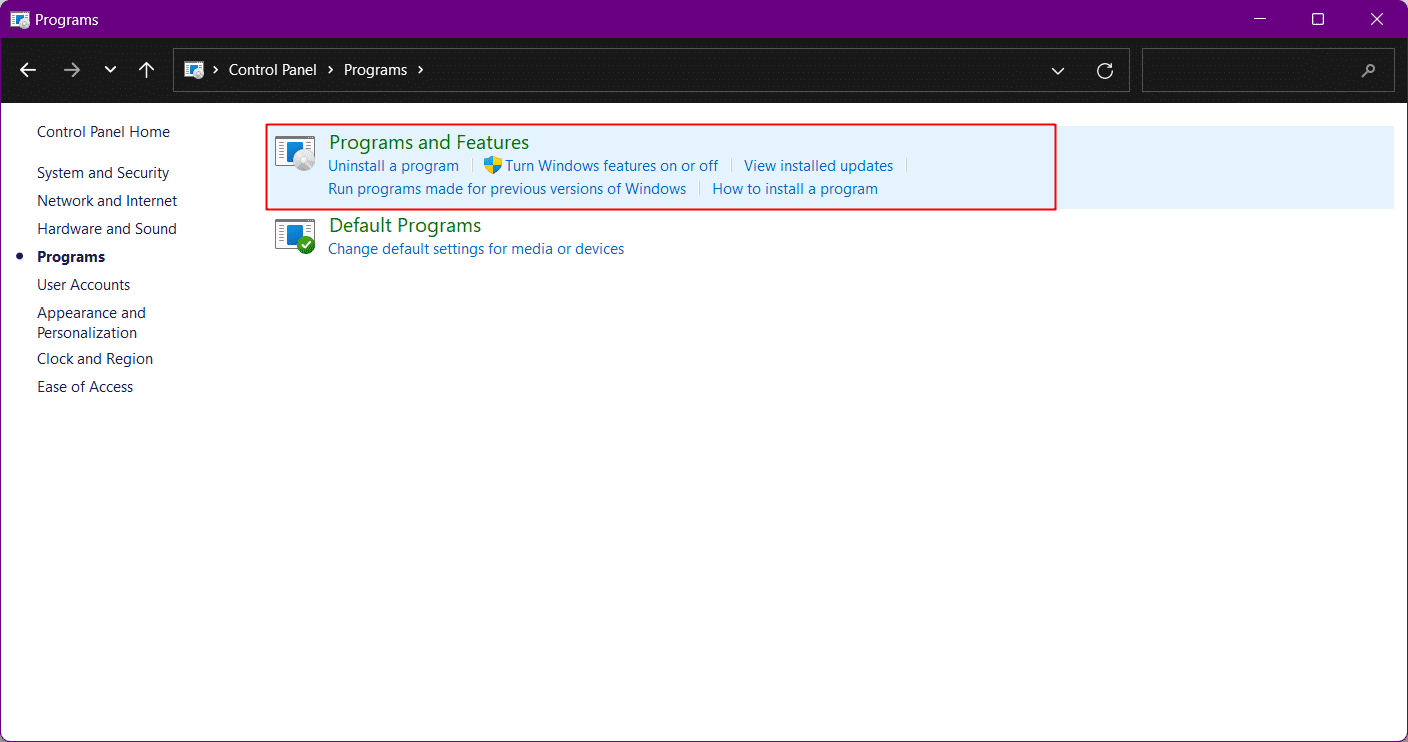 click on Programs and Features. How to Fix Genshin Impact Stuck on Checking for Updates