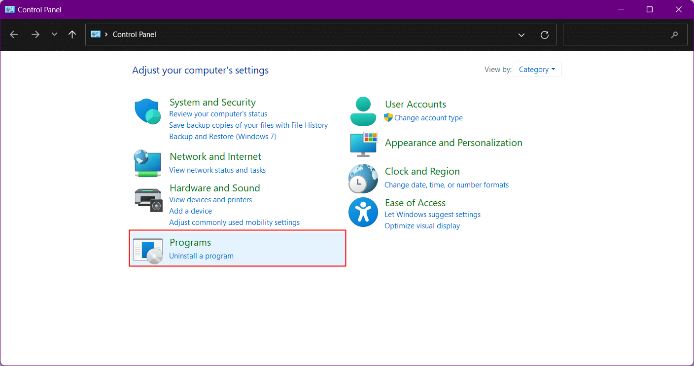 Click on Programs option. How to Fix Genshin Impact Stuck on Checking for Updates