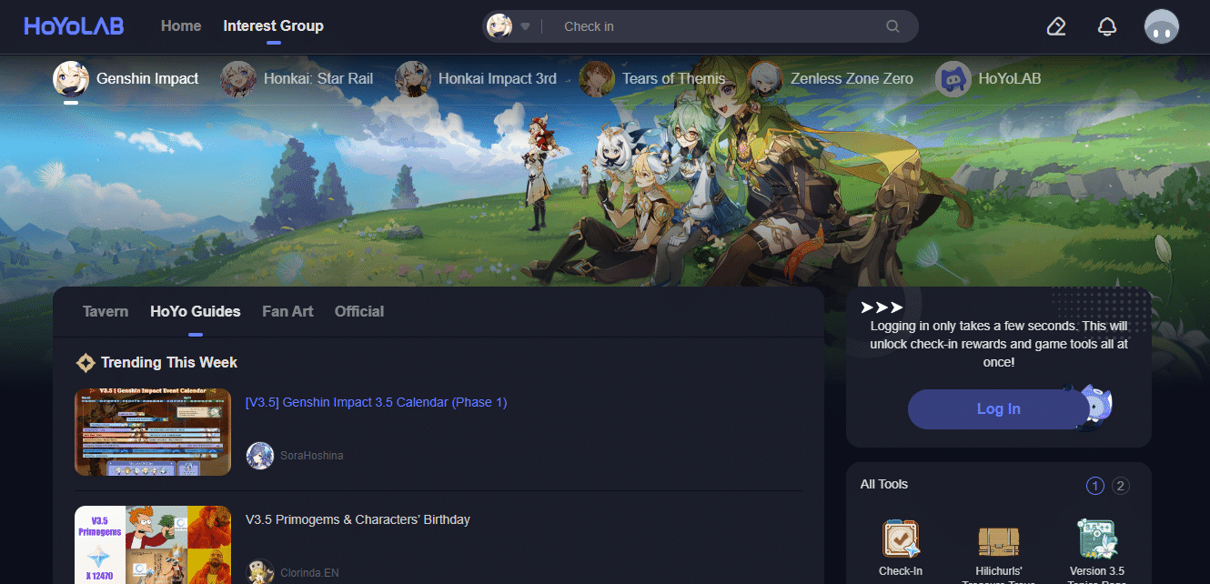 Genshin Impact Community page