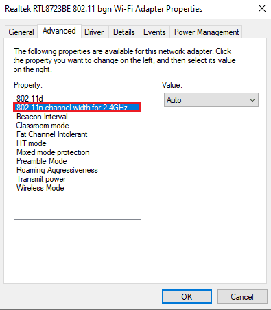 Click on 802.11n Channel Width for 2.4GHz. Fix Computer Stuck on Lets Connect You to a Network