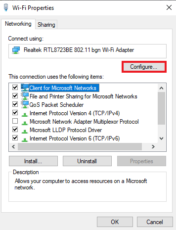 Click on Configure...