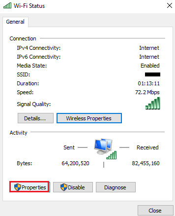 Click on Properties