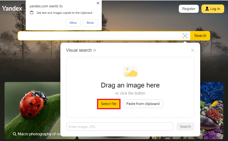 Click on the Select file button