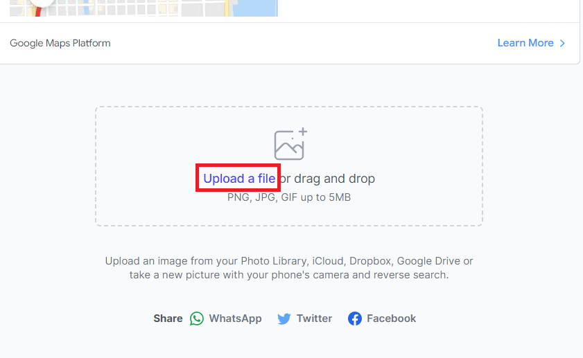 Click on the Upload a file option