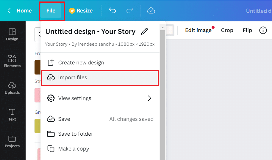 Select Import files