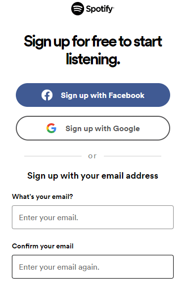 Sign up Spotify
