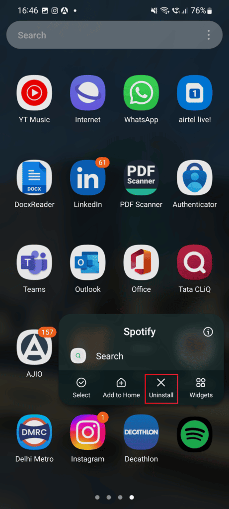 Tap on Uninstall 